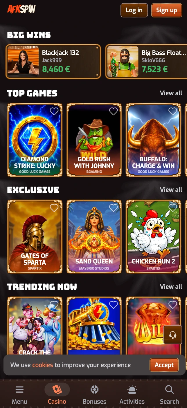 Die AFKspin Casino App